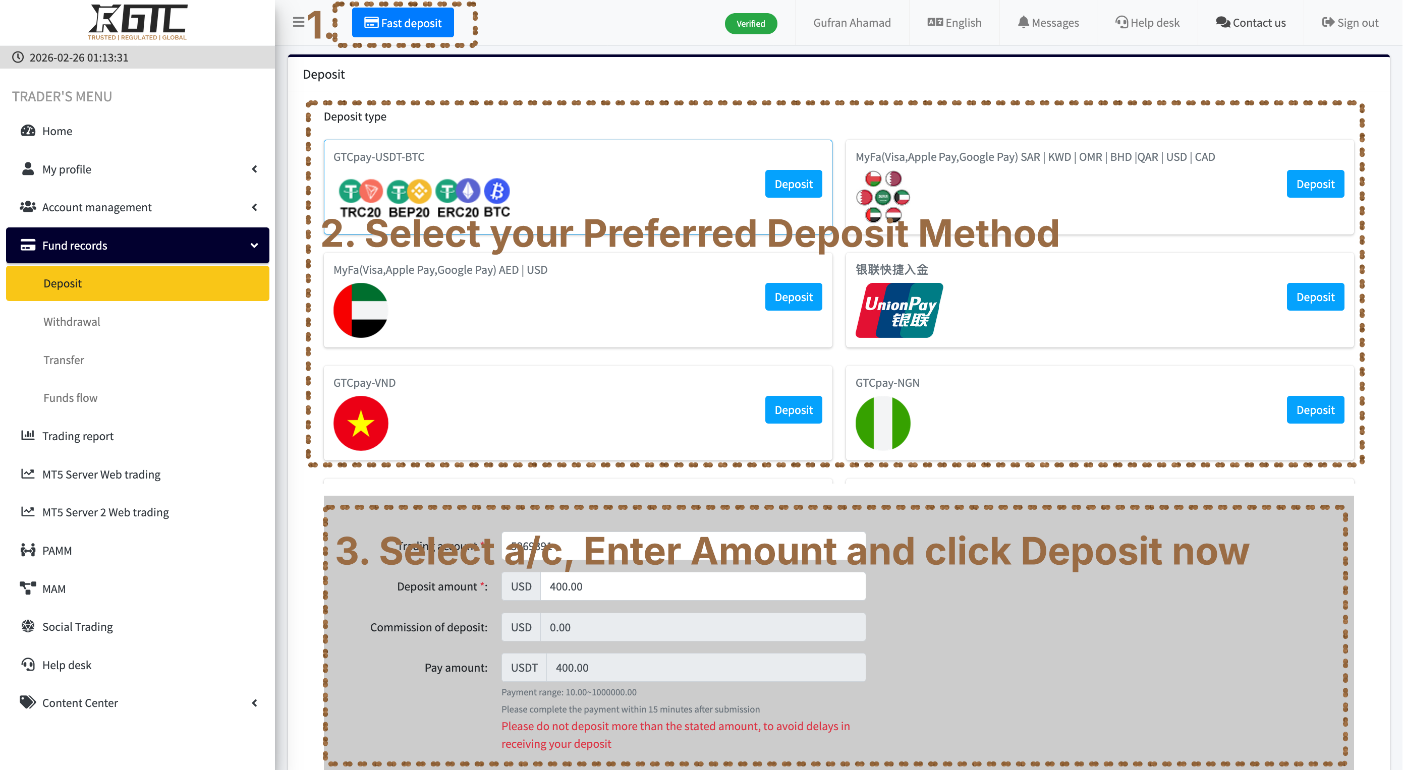 GTC setup step 3 screenshot